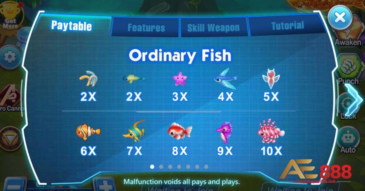 Bảng thanh toán game Hero Fishing của Bắn Cá AE888