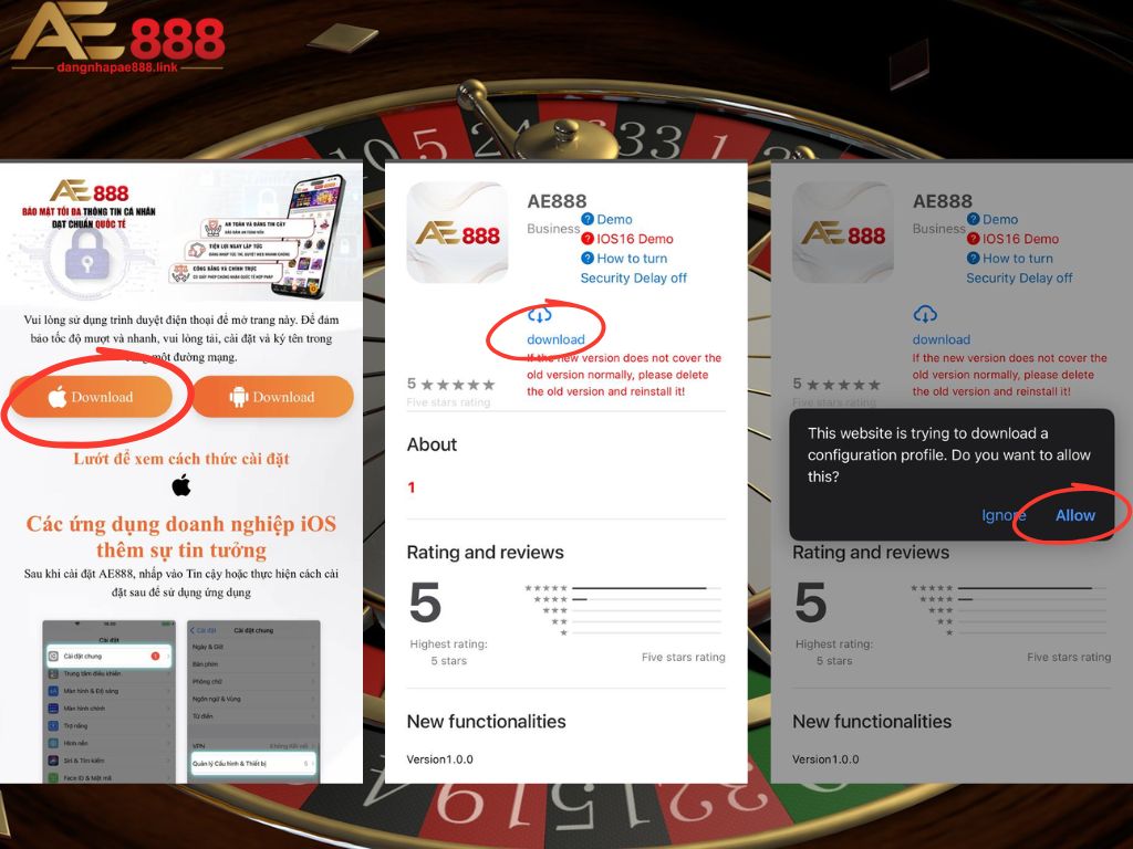 Các bước tải AE888 trên IOS