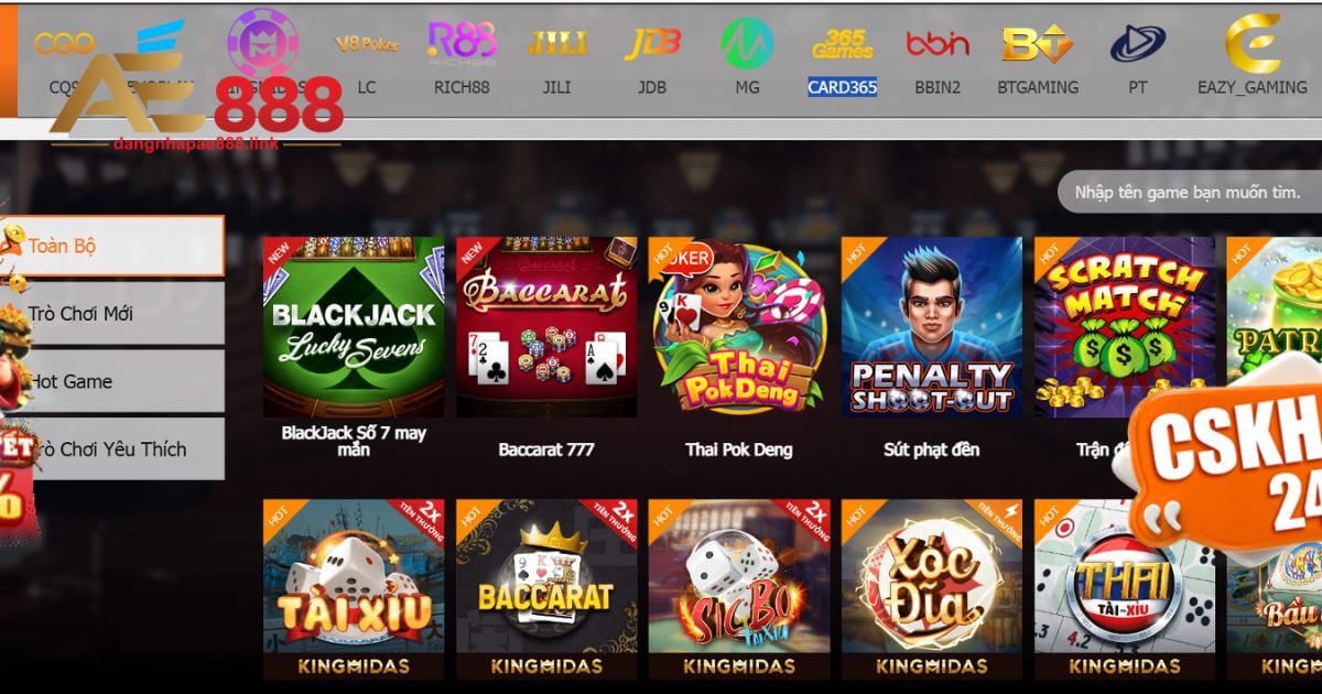 Các trò chơi nên thử tại danh mục Game Bài AE888