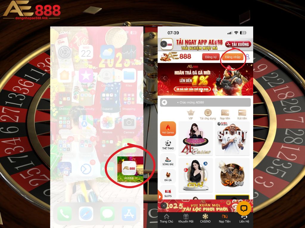 Đăng nhập và chơi thử AE888 trên điện thoại