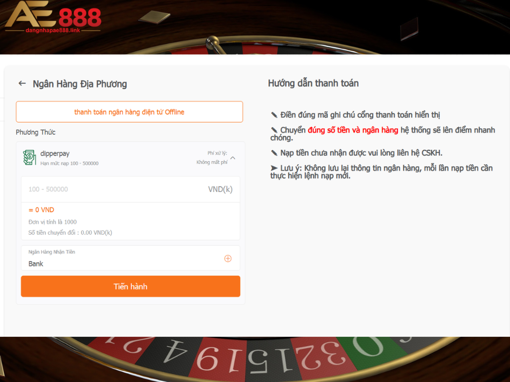 Nạp tiền AE888 an toàn qua ngân hàng