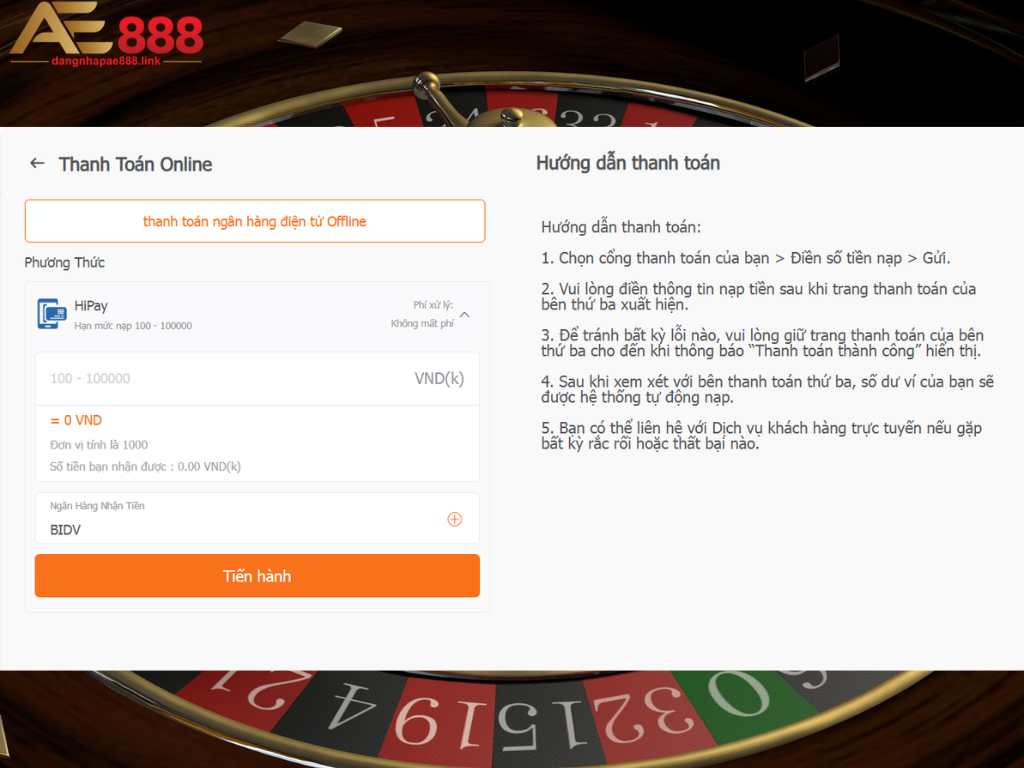 Nạp tiền bằng hình thức offline